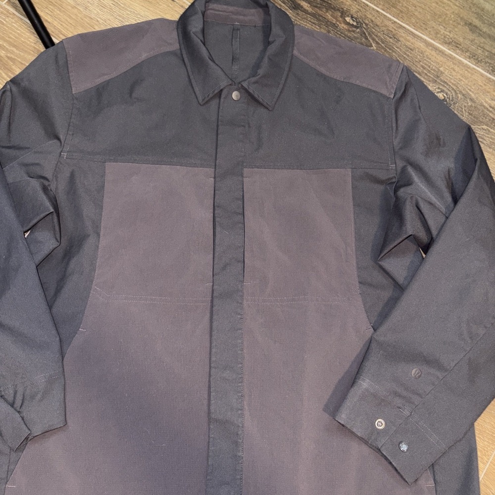 Lululemon Snap Front Jacket Mens XXL Grey‎ Outerwear Collared Coat LM3DV0S
